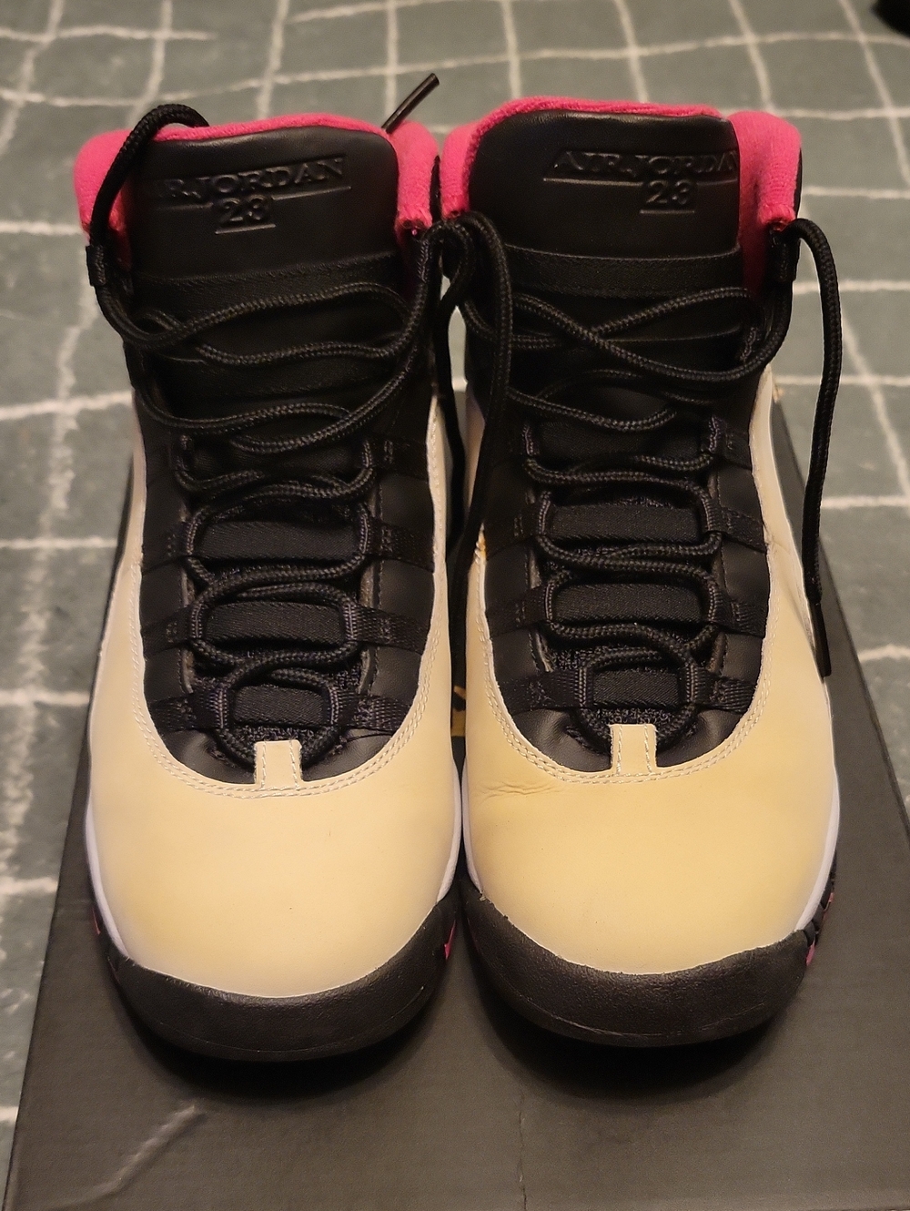 Jordan Women's High-Top Sneakers — Black, Cream & Pink